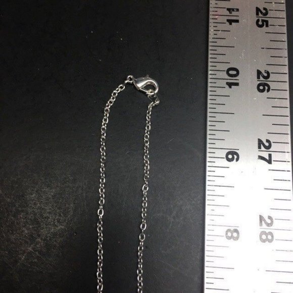 Domed Oval Pendant Necklace Delicate Silver Chain Purple Retro Soft Girl Classic - Picture 5 of 5